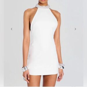 RETROFETE Penelope White Halter Mini Dress